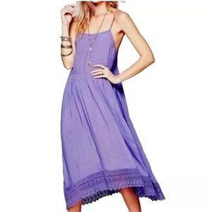 Intimately By Free People Easy Breezy Crochet Slip Dress SZ L Lilac
